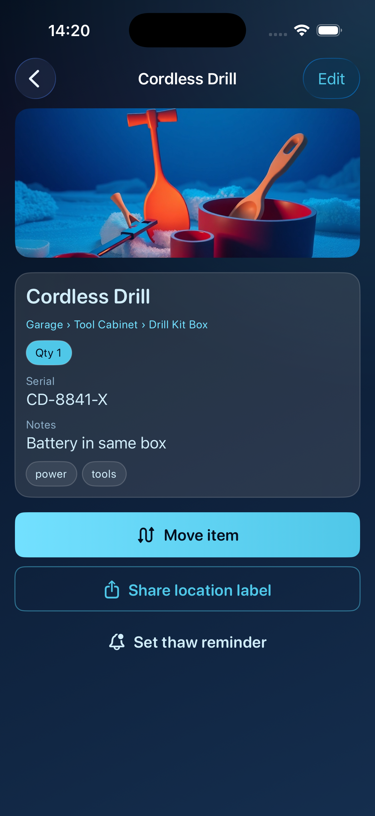 Item detail with location path